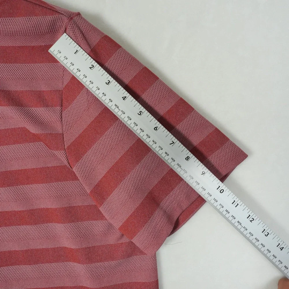 Adidas Men's Red Striped Golf Polo Shirt Climalite‎ Performance Size Large